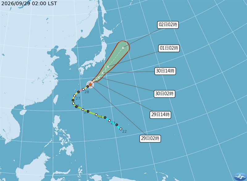舒力基颱風今晨2時位置。(圖/中央氣象署)