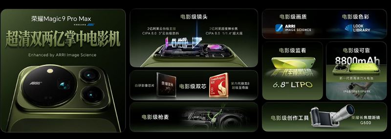 榮耀Magic9 Pro Max發：ARRI聯名+雙2億組合掌中電影機