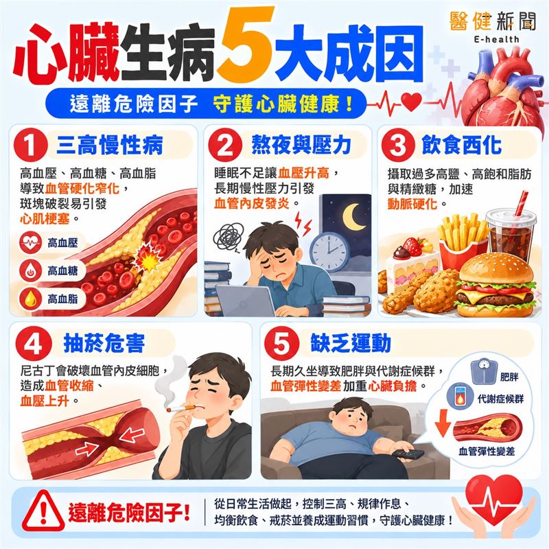 為什麼心臟會生病？「5大成因」要小心！（圖／醫健新聞網提供）