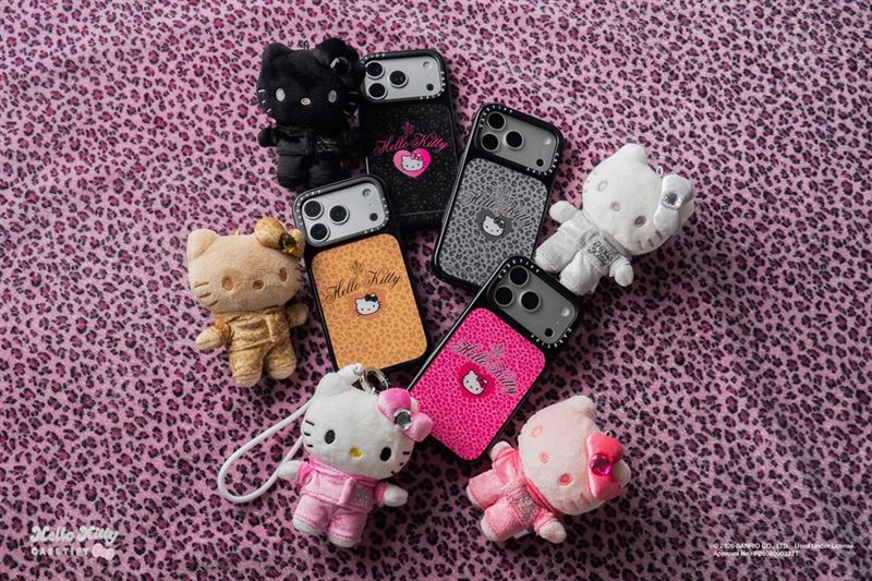Hello Kitty by CASETiFY聯名系列以前衛大膽的千禧年代美學為靈感,推出一系列充滿Y2K風格、大膽活潑的電子配件。(圖/品牌業者提供)