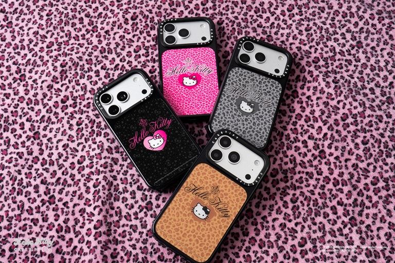Hello Kitty by CASETiFY聯名系列推出極致粉紅、灰銀、曜黑與經典棕褐等四款全新配色,從甜美粉嫩到率性酷黑皆能輕鬆駕馭。(圖/品牌業者提供)