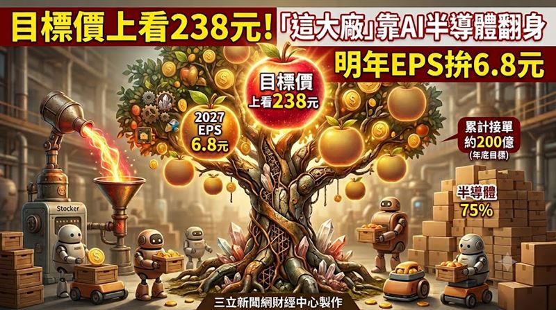 自動化設備廠盟立(2464)迎接半導體、機器人雙成長曲線。本土投顧指出,半導體需求強勁、機器人由小量走向量產,預期2027年營運成長空間可期,重新覆蓋給予「買進」評等,目標價238元(2027年EPS35倍),預估2026、2027年EPS分別為2.51元、6.80元。(圖/三立新聞網財經中心蕭榕AI製圖)