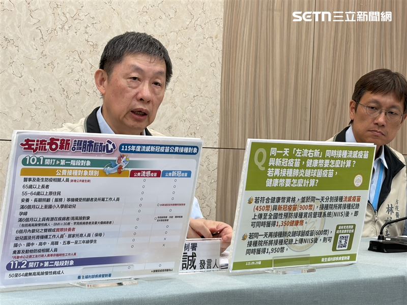 自費接種疫苗是否能賺取健康幣呢?林明誠表示同樣可以,但必須有接種事實,且院所要把接種資料上傳至健保系統。(圖/記者簡浩正攝影)