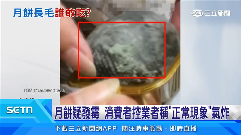 民眾發現購買的竹炭口味月餅疑似發霉