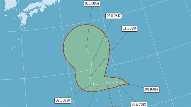 熱帶低壓生成！最快明增強為「彩雲颱風」