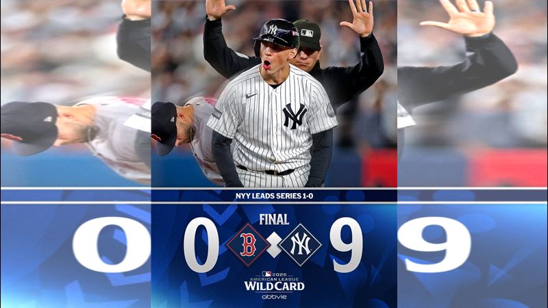 外卡G1洋基以9:0完封紅襪。(圖/翻攝自X平台 @MLB)