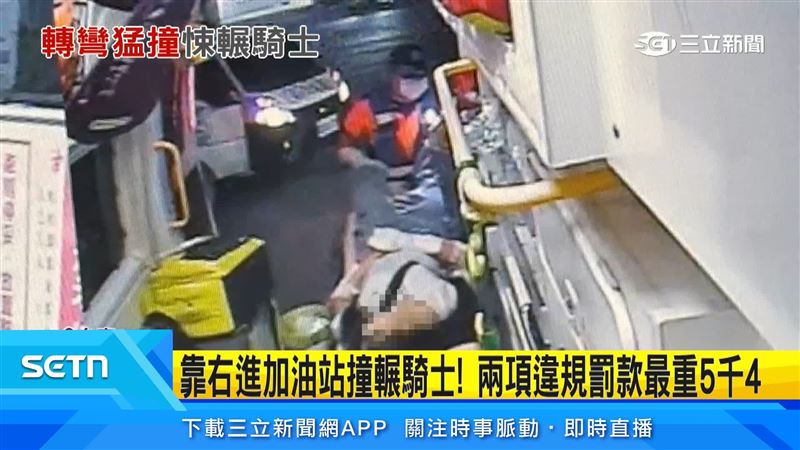 機車更疑遭貨車輾過,女騎士手部骨折送醫,驚險畫面嚇壞後方目擊民眾
