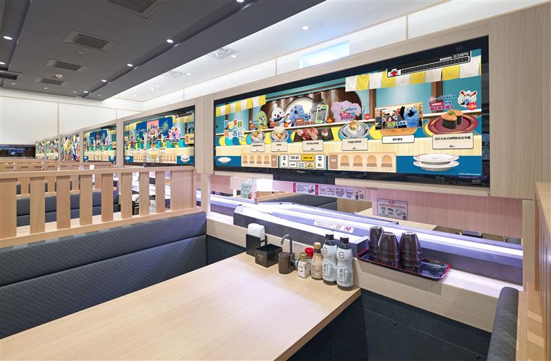全台5家「DIGIRO數位迴轉壽司」打造成《帕比順順》主題店。(圖/壽司郎提供)