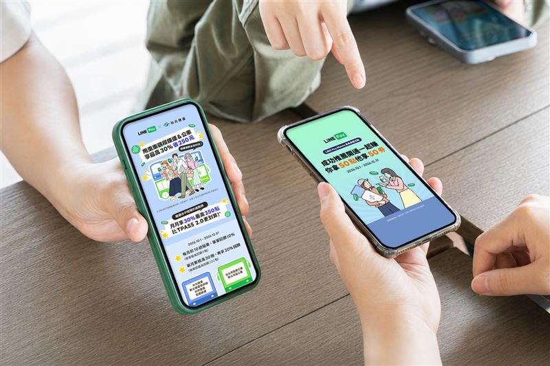 LINE Pay Money用戶以乘車碼搭乘大眾運輸每月最高享LINE POINTS 30%回饋,邀友開通帳戶再送50點。(圖/品牌業者提供)