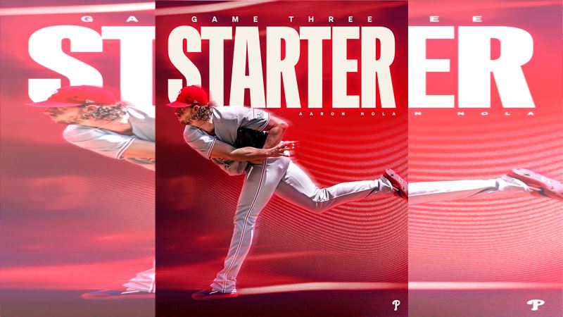 費城人先發投手諾拉(Aaron Nola)在外卡殊死戰僅投1.2局退場。(圖/翻攝自費城人推特)