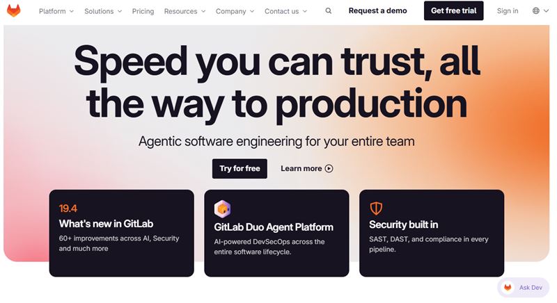 資安署提醒，GitLab常用於程式原始碼管理及軟體開發、測試與部署流程，相關系統可能存放原始碼、系統設定及存取憑證等重要資訊。（圖／翻攝自GitLab官網）