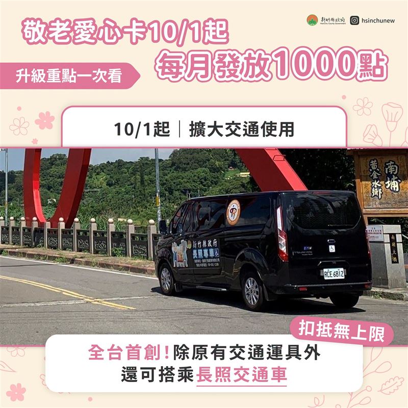 新竹縣敬老卡月給點數提升,也擴大使用範圍。(圖/翻攝自新竹縣政府臉書)