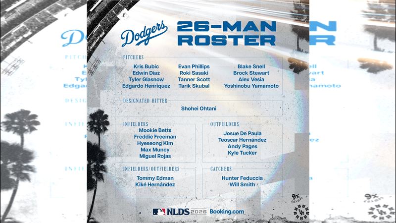 國聯分區系列賽道奇26人名單出爐。(圖/翻攝自X平台 @Dodgers)