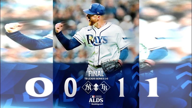 分區賽G1光芒以1:0完封洋基。(圖/翻攝自X平台 @MLB)
