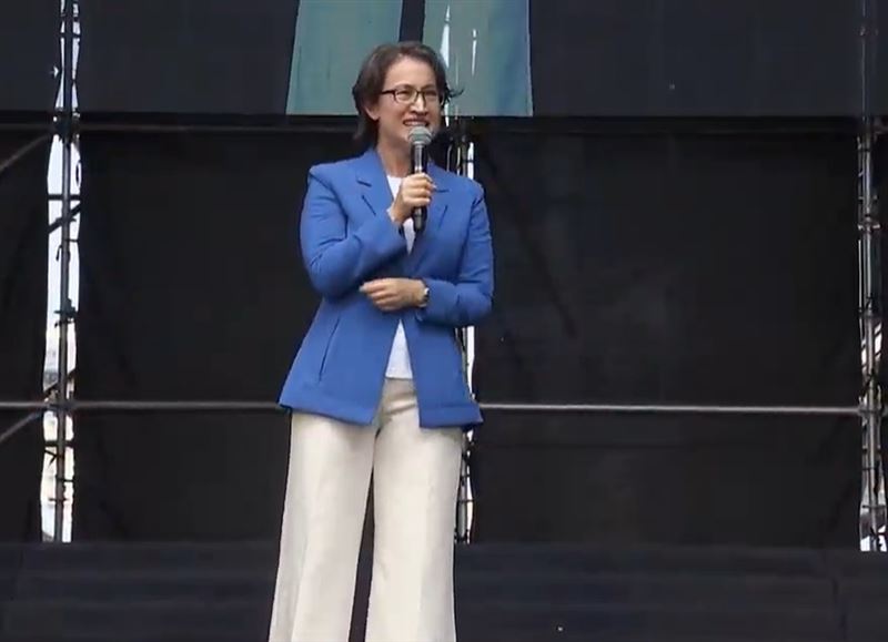 副總統蕭美琴出席民進黨台北市長參選人沈伯洋競選總部成立大會。（圖／翻攝畫面）