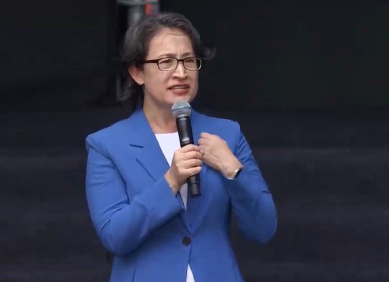 副總統蕭美琴出席民進黨台北市長參選人沈伯洋競選總部成立大會。（圖／翻攝畫面）