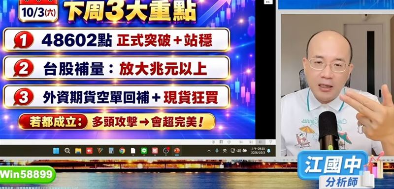 摩爾證券投顧分析師江國中指出，全球資金正以快速節奏卡位龐大AI趨勢。（圖／翻攝自YouTube-《點股成金》頻道）