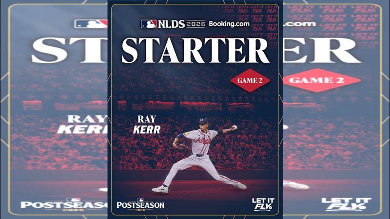 分區系列賽G2勇士推派外卡奇兵寇爾(Ray Kerr)掛帥先發。(圖/翻攝自X平台 @Braves)