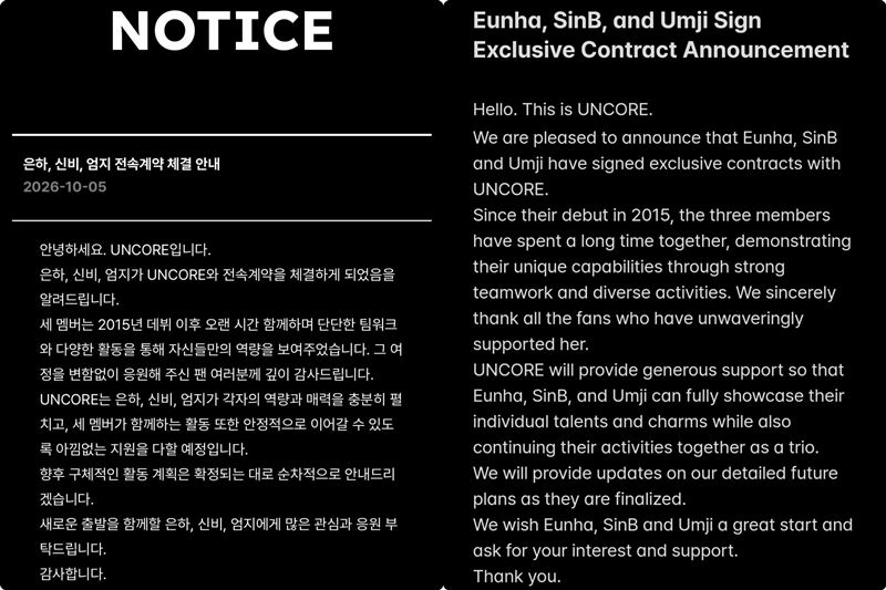 韓國女團VIVIZ成員離開原經紀公司後,今(5)日宣布與新經紀公司UNCORE簽訂專屬合約。(圖/翻攝自UNCORE娛樂官網)