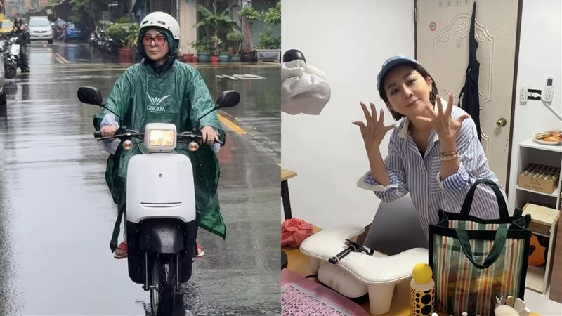 本土天后穿紅白拖冒雨騎車　身影超接地氣