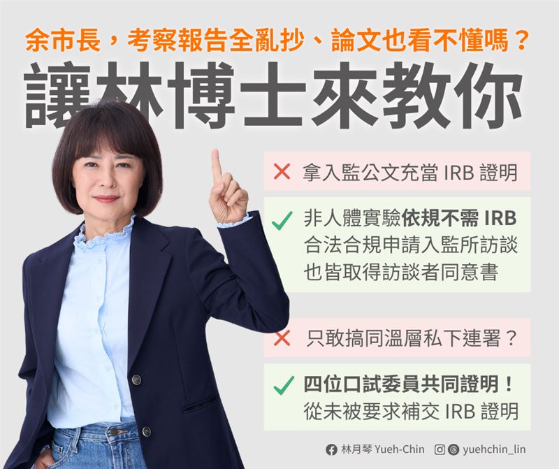 反駁論文爭議！林月琴：四位口試委員已作證，余文忠還要硬拗嗎？