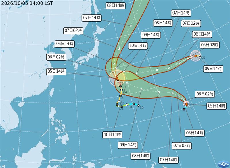氣象署分析颱風未來動態。（圖／翻攝自氣象署）