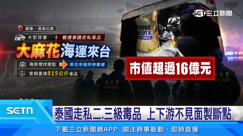 海巡署基隆查緝隊破獲10年來台灣最大宗的大麻走私案件,市價超過16億元