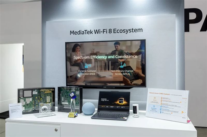 聯發科技是全球率先推動Wi-Fi 8技術發展與商用化的廠商之一。此次於Network X 2026展示新一代企業級Wi-Fi 8技術,及專為 AI應用打造的Filogic 8800高效能三頻旗艦路由器平台。(圖/達發科技提供)