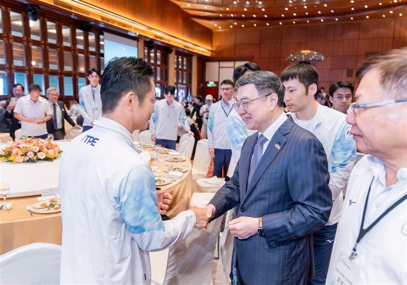 行政院長卓榮泰今（6）日出席「2026年第20屆愛知名古屋亞洲運動會」代表團返國餐會。（圖／行政院提供）