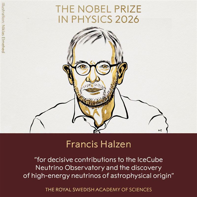 諾貝爾物理學獎得主出爐,是粒子物理學家Francis Halzen。(圖/翻攝自Nobel Prize臉書)