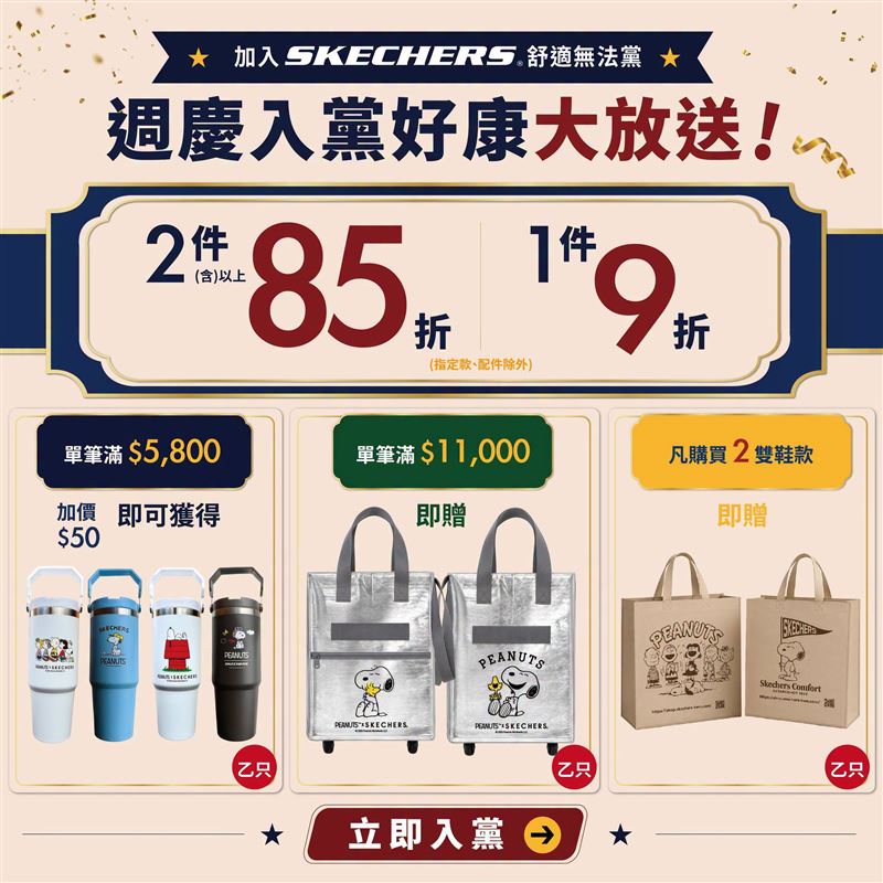 SKECHERS週年慶活動優惠。(圖/品牌業者提供)