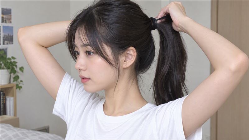 馬尾、包包頭綁太緊,長期下來可能拉扯毛囊,造成牽引性落髮。皮膚科醫師柯博桓提醒,綁到頭皮痛、固定同一位置、濕髮緊綁及染燙夾等習慣,都可能傷害髮際線。(示意圖/AI製圖)