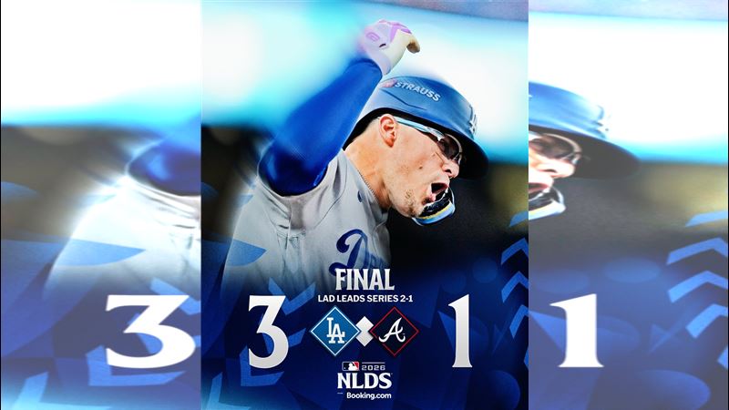 國聯分區賽G3道奇3:2擊敗勇士。(圖/翻攝自X平台 @MLB)