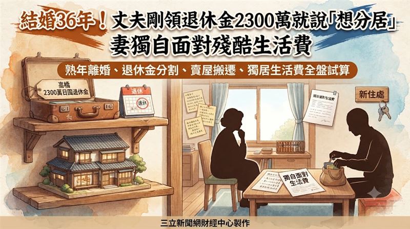 剛領退休金2300萬　夫突然說想分居