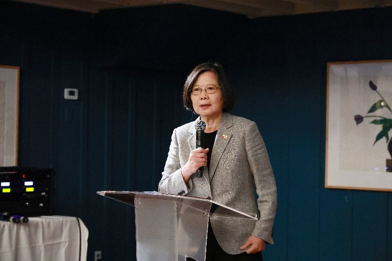蔡英文研討會晚會致詞前總統蔡英文6日出席Stanford DEFCON的VIP晚宴,致詞時期許台美共創更安全繁榮印太地區。(圖/中央社)