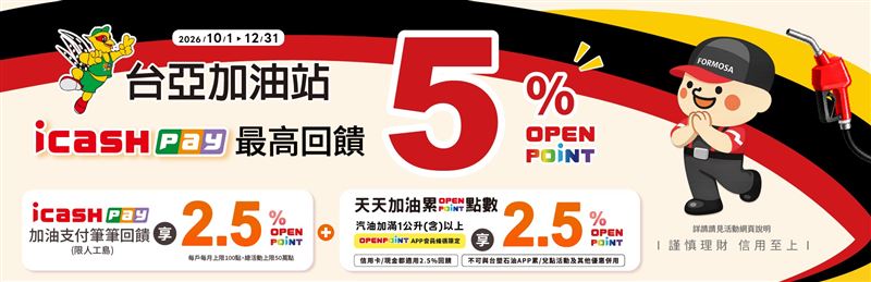 台亞石油、ikari怡客歡慶合作新上線,icash Pay祭出最高17%回饋。(圖/品牌業者提供)