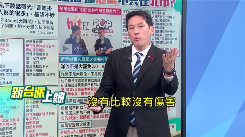 洋流外溢全台!黃暐瀚直言:沒比較沒傷害,現在連國民黨連基隆、新北選情也不樂觀。(圖/新台派上線)