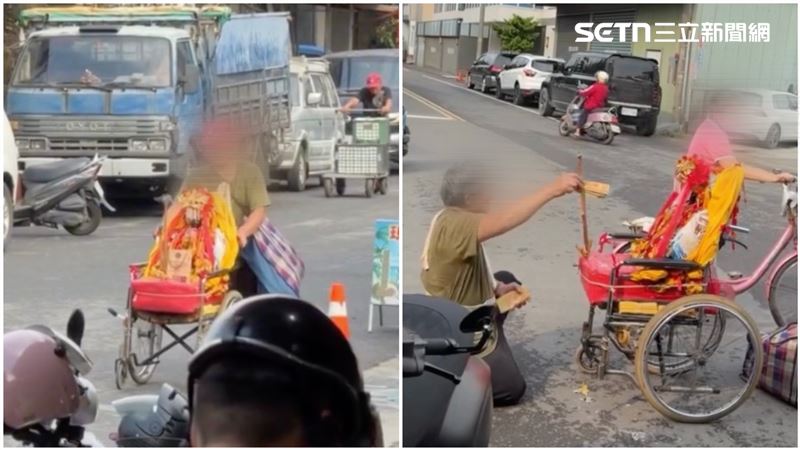 輪椅推神像出巡……下跪燒金紙！警要罰了