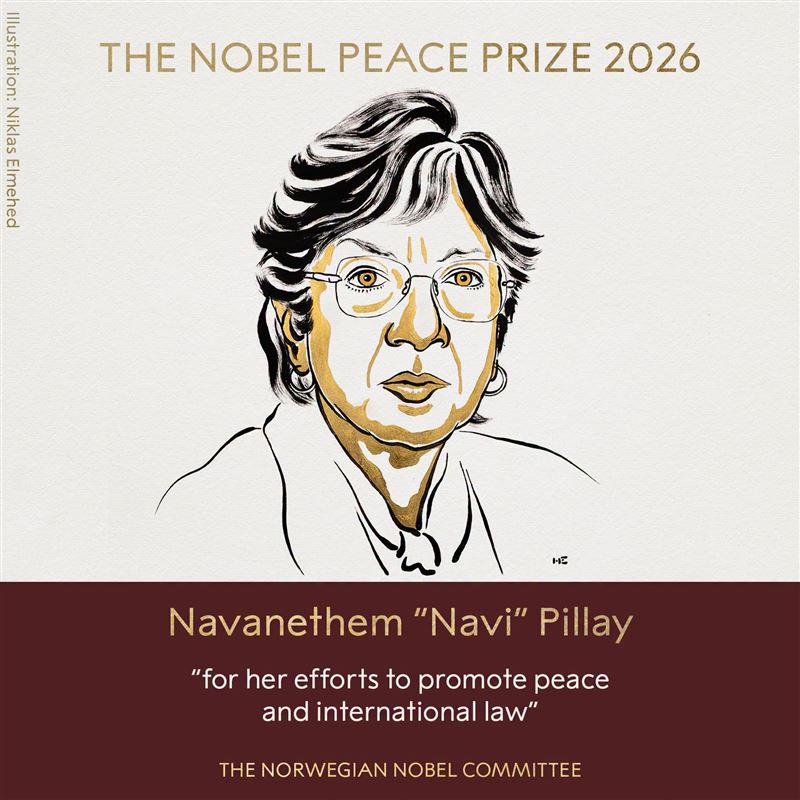 南非籍法學家納維·皮萊（Navi Pillay）奪得諾貝爾和平獎。（圖／翻攝自Nobel Prize臉書）