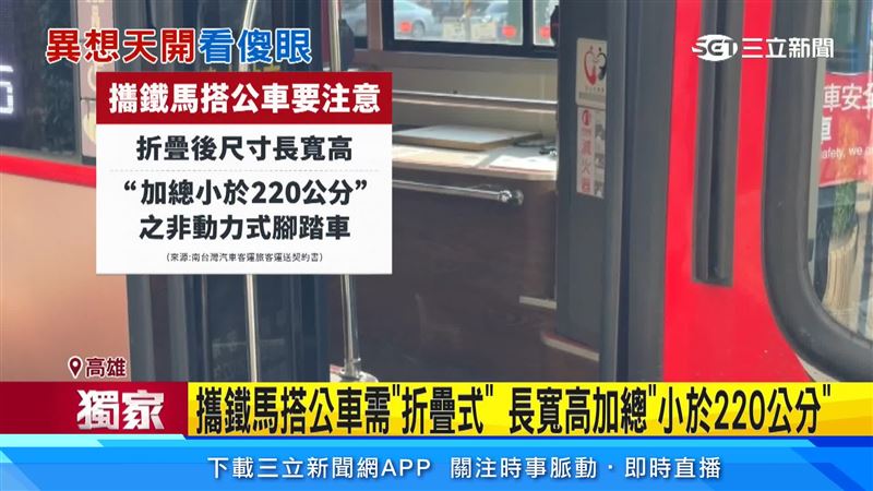 根據客運業者的規定，攜帶自行車需折疊後尺寸長寬高加總得在220公分內