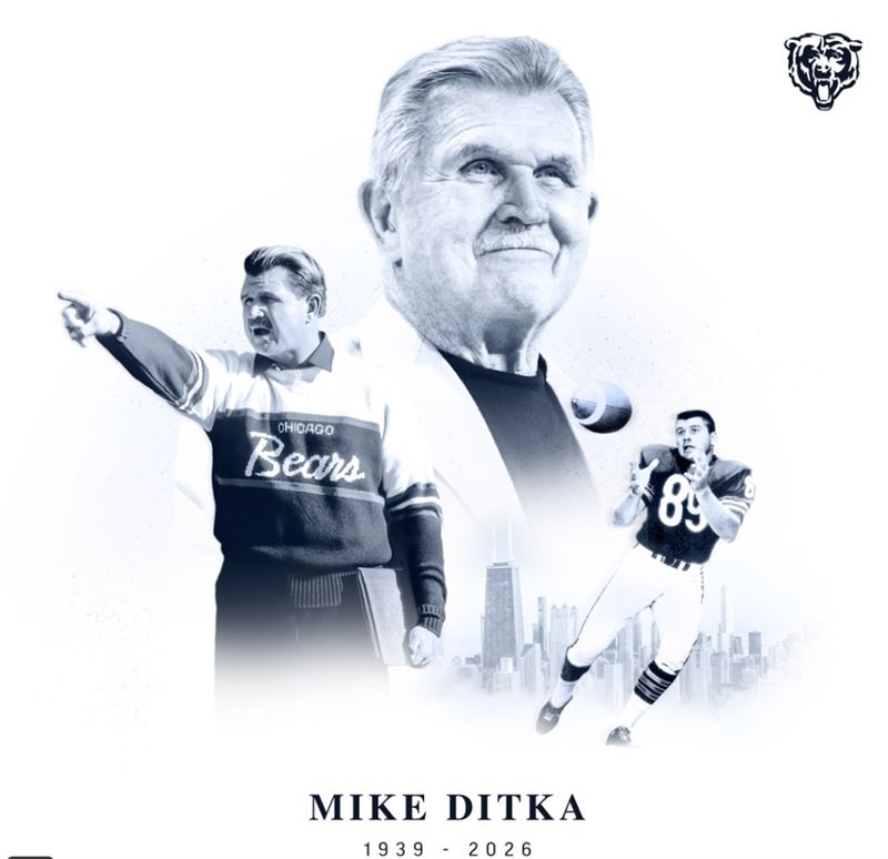 職業美式足球聯盟NFL芝加哥熊隊(Chicago Bears)傳奇教練迪特卡(Mike Ditka)今天去世,享壽86歲。(圖/翻攝自X平台 @ChicagoBears)