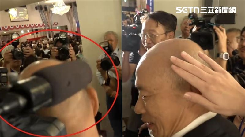 韓國瑜被敲到頭！笑喊：你民進黨派來的？
