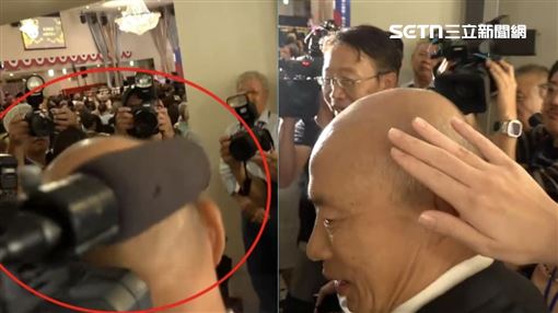 韓國瑜被敲到頭！笑喊：你民進黨派來的？