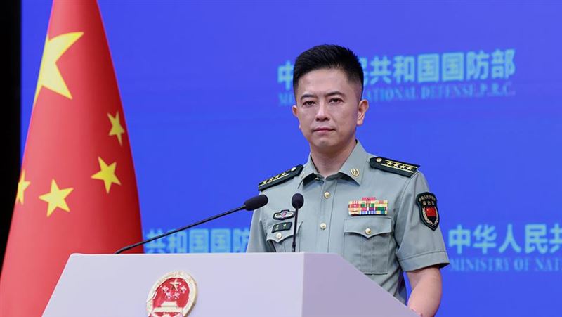 中國國防部發言人陳曦稱,解放軍演訓是維護台灣安全(圖/翻攝自中國國防部網站)