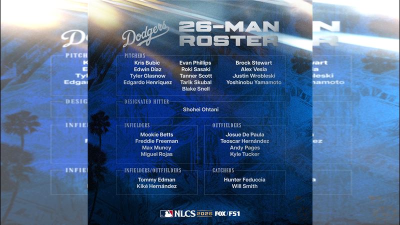 國聯分區系列賽道奇26人名單出爐。（圖／翻攝自X平台 @Dodgers）
