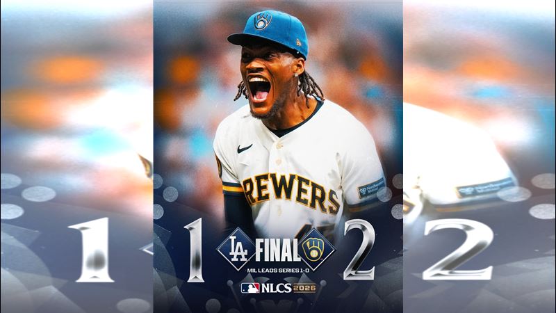 國聯冠軍系列賽G1釀酒人以2:1擊敗道奇。(圖/翻攝自X平台 @MLB)