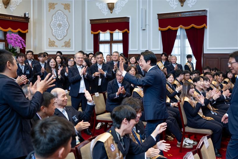 賴清德總統今（12）日接見「第48屆國際技能競賽代表團」。（圖／總統府提供）