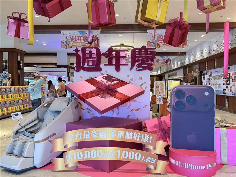 麗寶OUTLET週年慶!消費萬元送千元禮包滿3,000元再抽iPhone。(圖/麗寶OUTLET提供)