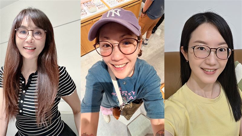 黃倩萍、Gigi林如琦及胡怡萱醫師,都有看遠近的需求,也需要面對鏡頭或人群,JINS多焦腮紅鏡片恰好符合所需。(圖/品牌業者提供)