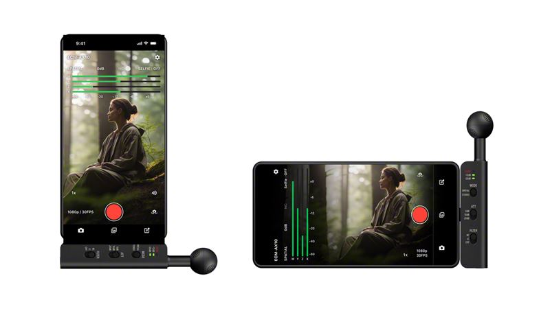 智慧型手機麥克風ECM-AX10 結合Spatial Audio Video Tool應用程式,讓創作者可輕鬆完成錄製、編輯到輸出的一站式手機影音創作。(圖/品牌業者提供)
